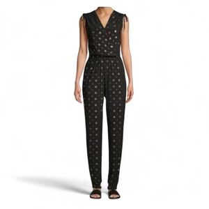 White House Black Market Dark Jumpsuit with Metallic Dots